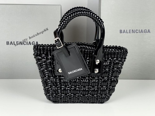 Balenciaga專櫃爆款漆面人造皮革編織敞口托特包 巴黎世家小號Bistro菜籃子包 款號：080808 fyj1281